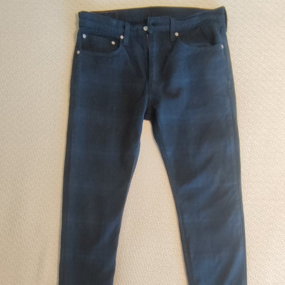 LEVIS 512 MENS SLIM TAPER PLAID Jeans BLUE SZ 34X30, 34X29